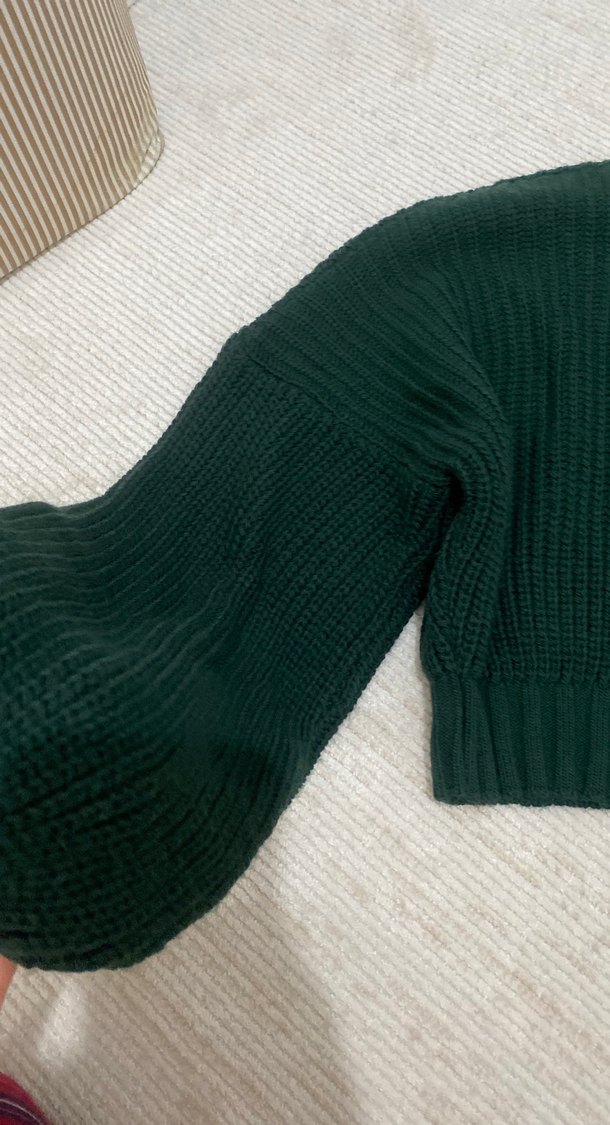 Kadın Koyu Yeşil Örgü Kazak - Görsel 2