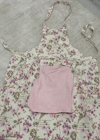 Çiçek Desenli Pembe Mutfak Önlüğü - Görsel 5