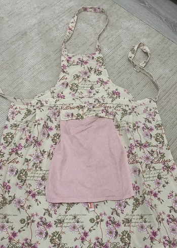 Çiçek Desenli Pembe Mutfak Önlüğü - Görsel 2