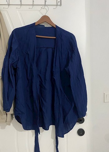 universal Beden Mavi Keten Salaş Kimono