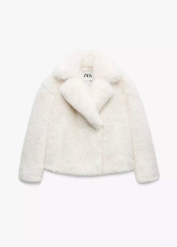 Beyaz Kürk Detaylı Midi Kadın Mont - Görsel 3