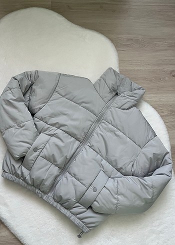 Beyaz Kadın Puff Mont - Görsel 7