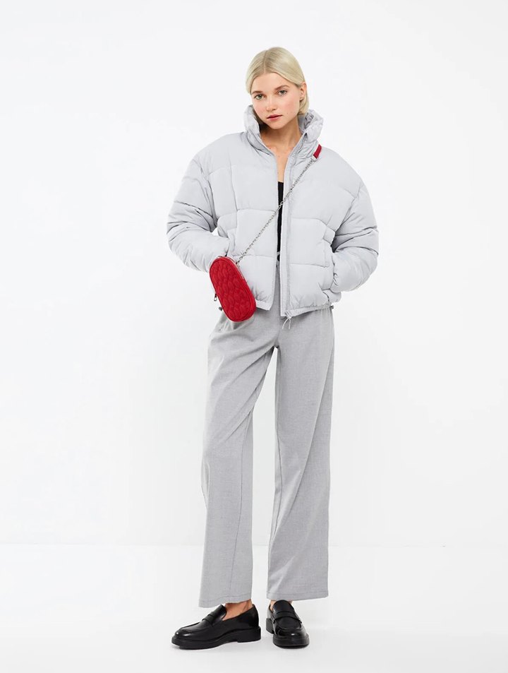 Beyaz Kadın Puff Mont - Görsel 4