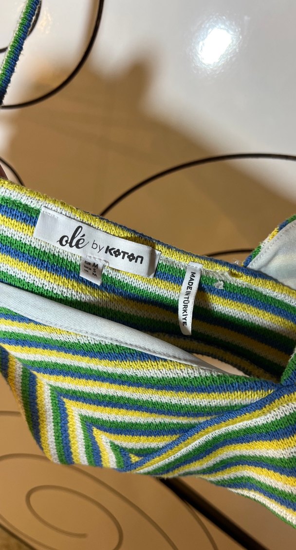 Yeşil Çizgili Örgü Halter Büstiyer - Görsel 4