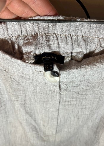 Gri Yüksek Bel Keten Mini Şort - Görsel 2