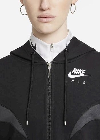 Nike Siyah Fermuarlı Kadın Bomber Ceket - Görsel 6
