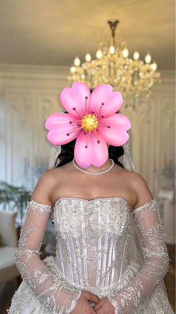 Özel Dikim Rönesans Tarzı Fransız Dantelli Gelinlik - Görsel 8