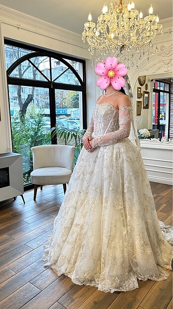 Özel Dikim Rönesans Tarzı Fransız Dantelli Gelinlik - Görsel 6