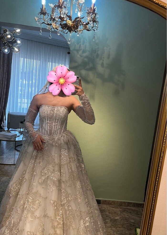 Özel Dikim Rönesans Tarzı Fransız Dantelli Gelinlik - Görsel 2