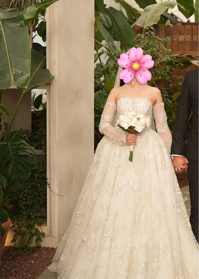 Özel Dikim Rönesans Tarzı Fransız Dantelli Gelinlik - Görsel 5