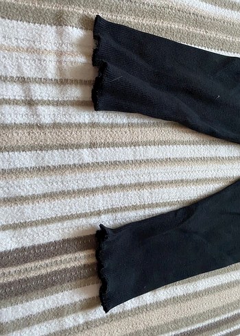 Kız Çocuk Siyah Keten Tayt - Görsel 4