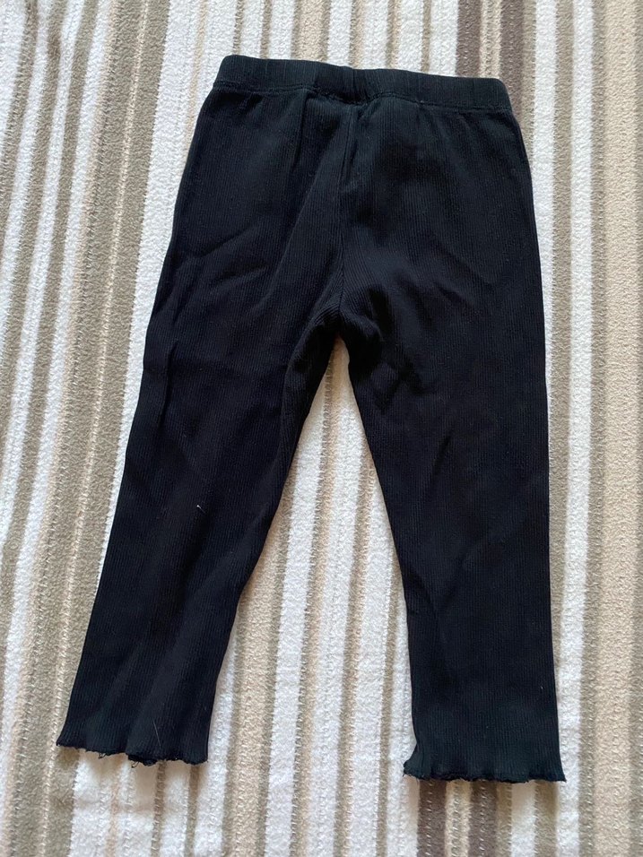 Kız Çocuk Siyah Keten Tayt - Görsel 3