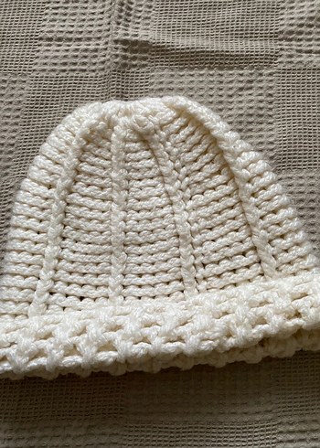 Kadın Bohem Örgü Beyaz Bere - Görsel 5