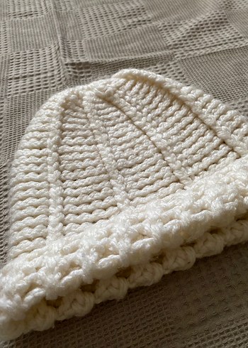 Kadın Bohem Örgü Beyaz Bere - Görsel 4