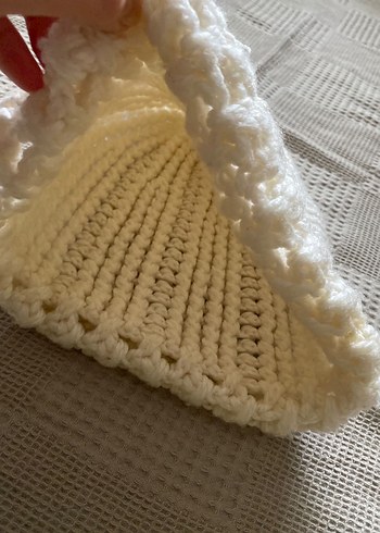 Kadın Bohem Örgü Beyaz Bere - Görsel 6