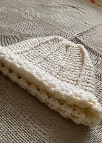 Kadın Bohem Örgü Beyaz Bere - Görsel 2