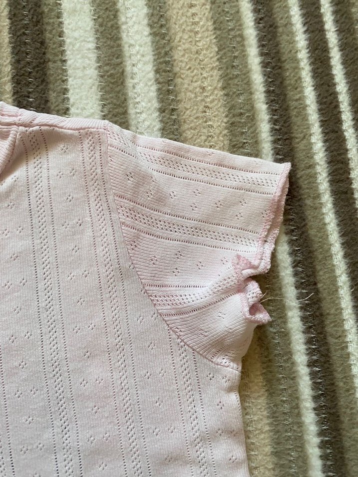 Koton Baby Pembe Örgü Desenli Tişört - Görsel 3