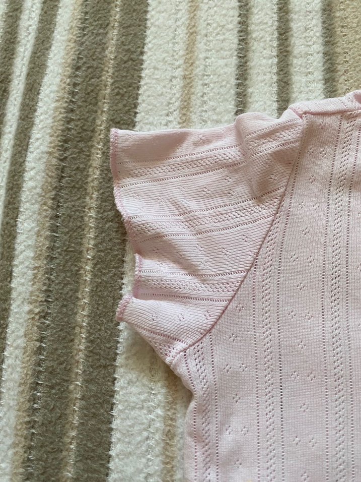 Koton Baby Pembe Örgü Desenli Tişört - Görsel 4