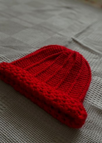Kadın Kırmızı Örgü Bere - Görsel 7