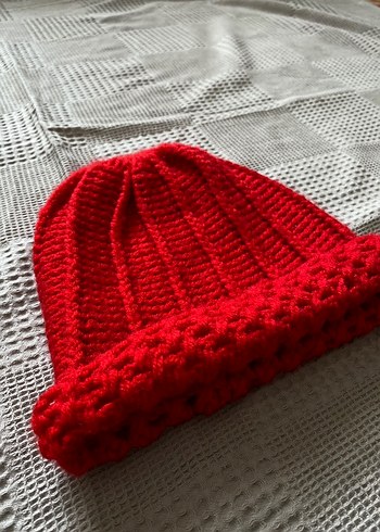 Kadın Kırmızı Örgü Bere - Görsel 5