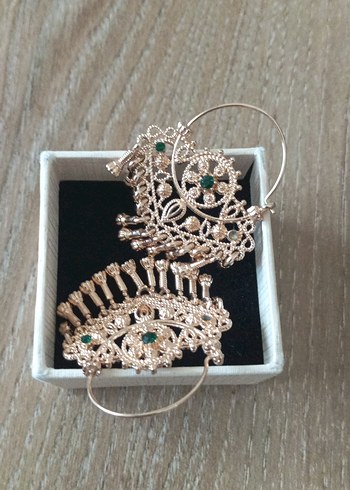 Pembe İşlemeli Boncuklu hınd Küpe - Görsel 6