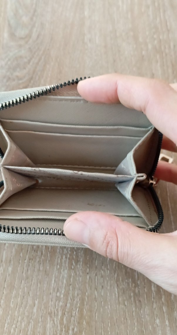 Nakışlı Bej Deri Fermuarlı Kadın Cüzdanı - Görsel 2