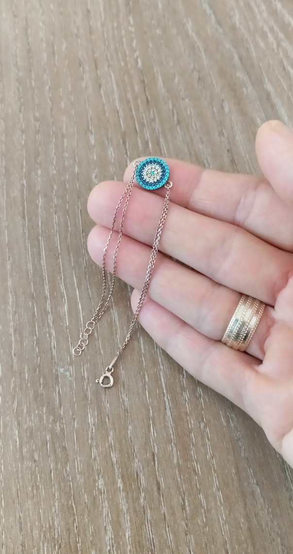 Nakışlı Turkuaz Zincir Detaylı Bohem Bileklik gümüş - Görsel 4
