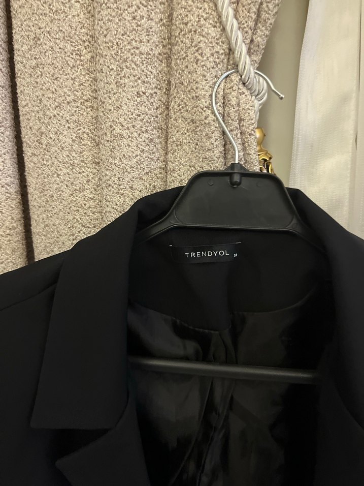 Düğmeli Siyah Kadın Blazer Ceket - Görsel 2