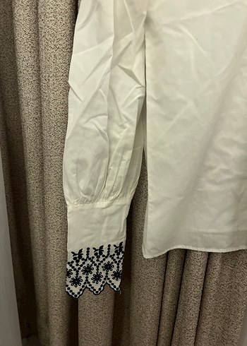 Nakışlı Bohem Kadın Beyaz Gömlek - Görsel 2