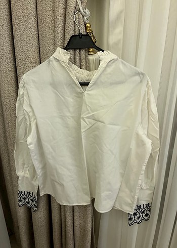 Nakışlı Bohem Kadın Beyaz Gömlek - Görsel 3