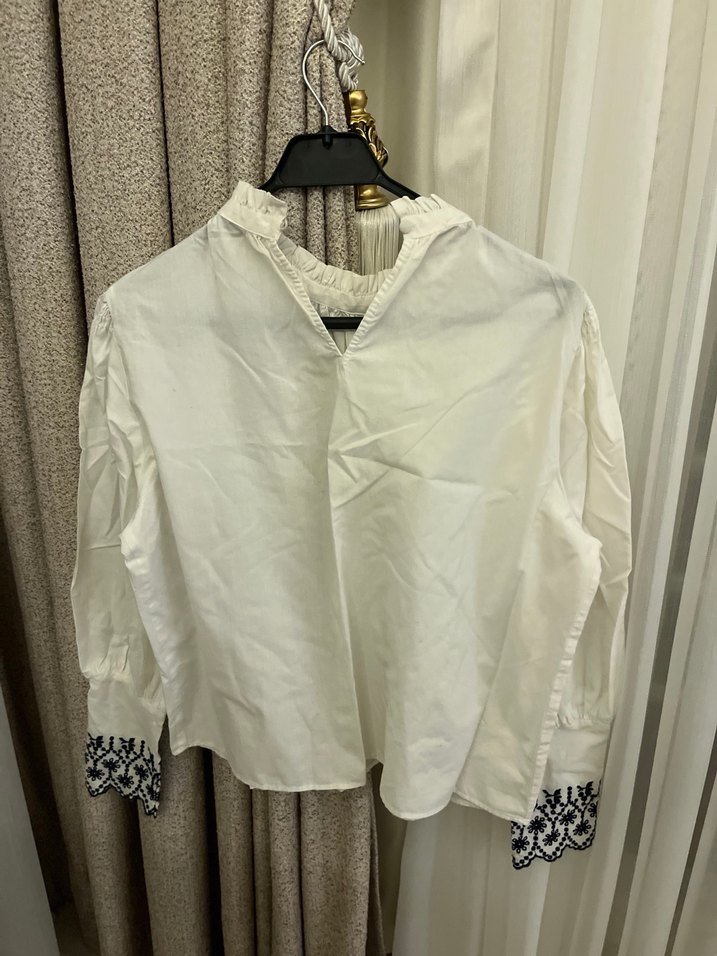 Nakışlı Bohem Kadın Beyaz Gömlek - Görsel 3