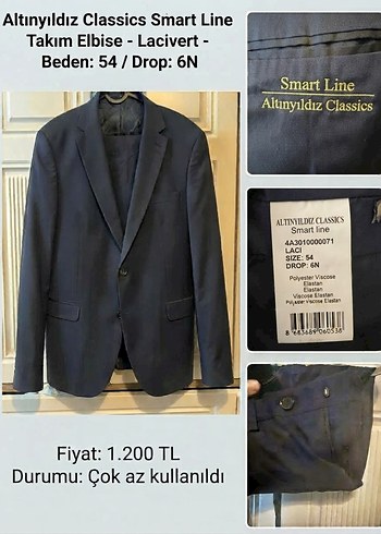 Altınyıldız Lacivert Smart Line Erkek Takim Elbise