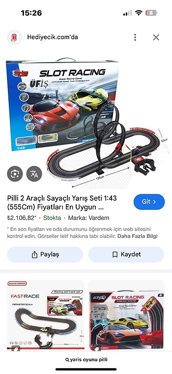  Beden Pilli 2 arabali sayac yaris pisti