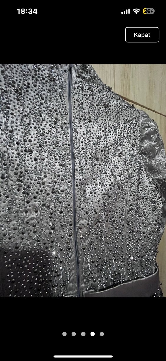 Gri Yılan Desenli Uzun Abiye Elbise - Görsel 2