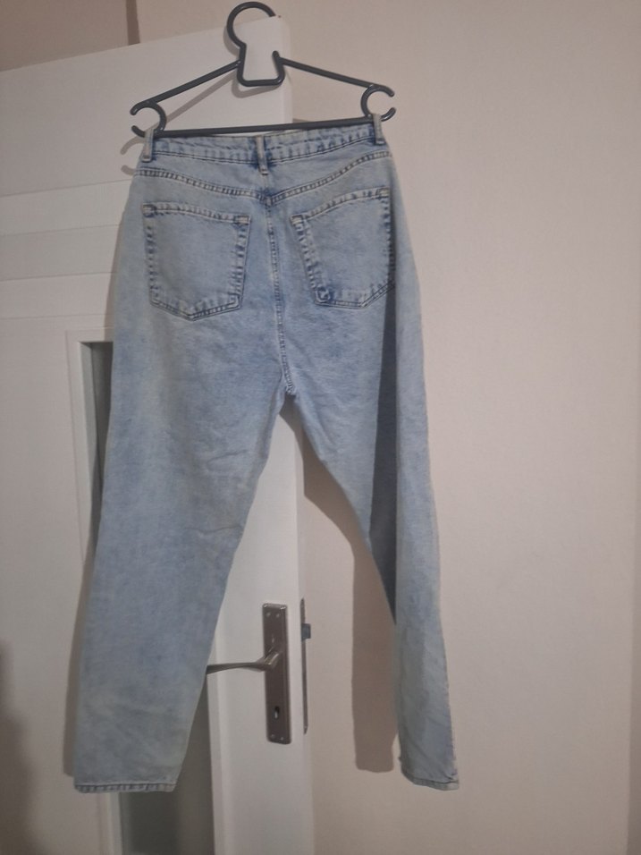 Düğmeli Rahat Kesim Midi Kot Pantolon - Görsel 2