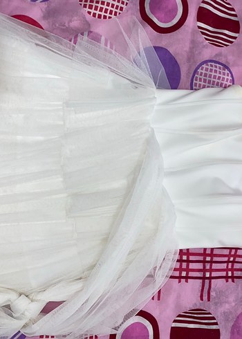 Beyaz straplez mini elbise - Görsel 3