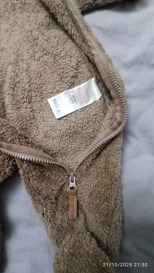 Kahverengi Peluş Erkek Bebek Tulumu - Görsel 3