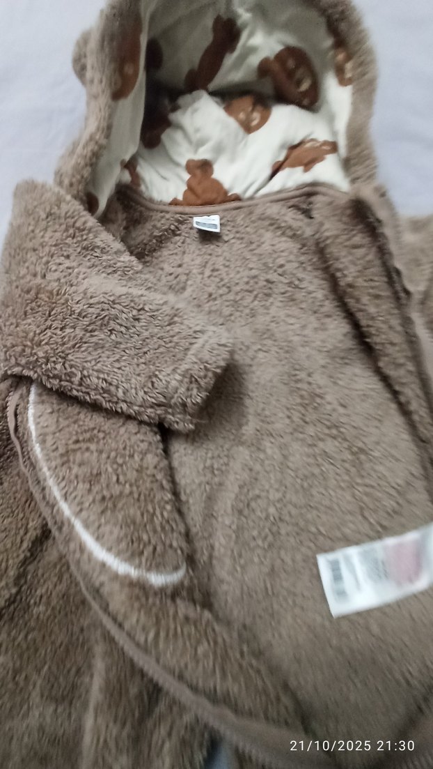 Kahverengi Peluş Erkek Bebek Tulumu - Görsel 4