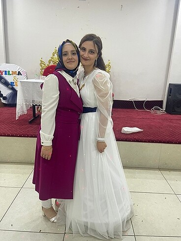 Diğer Beyaz Tül Uzun Elbise