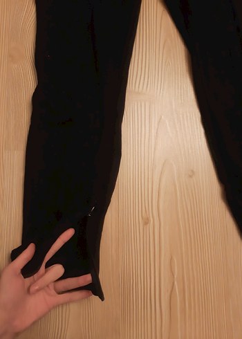 Siyah Skinny Pantolon  Paça Fermuarlı Yırtık Detaylı - Görsel 7