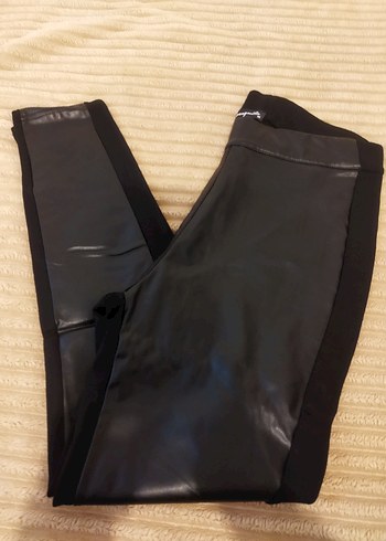 Kadın Siyah Deri tayt - Görsel 2