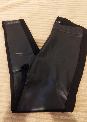 Kadın Siyah Deri tayt - Görsel 3