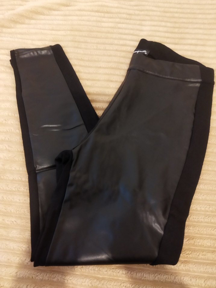 Kadın Siyah Deri tayt - Görsel 3