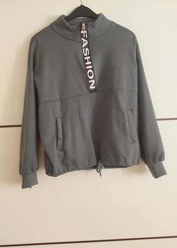 Diğer Gri Fermuarlı Kadın Sweatshirt