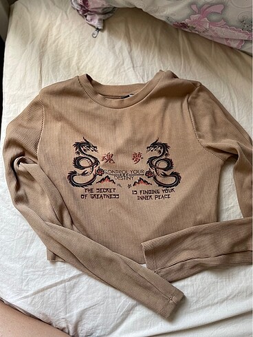 Bershka uzun kollu crop