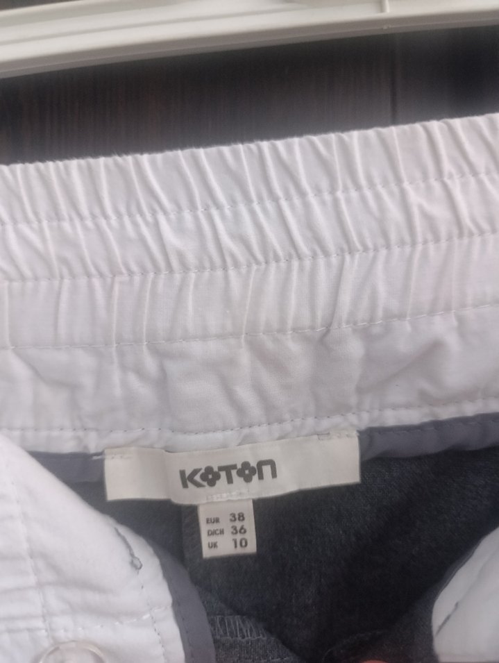 Gri Pilili Midi Keten Kadın Kumaş Pantolon - Görsel 3