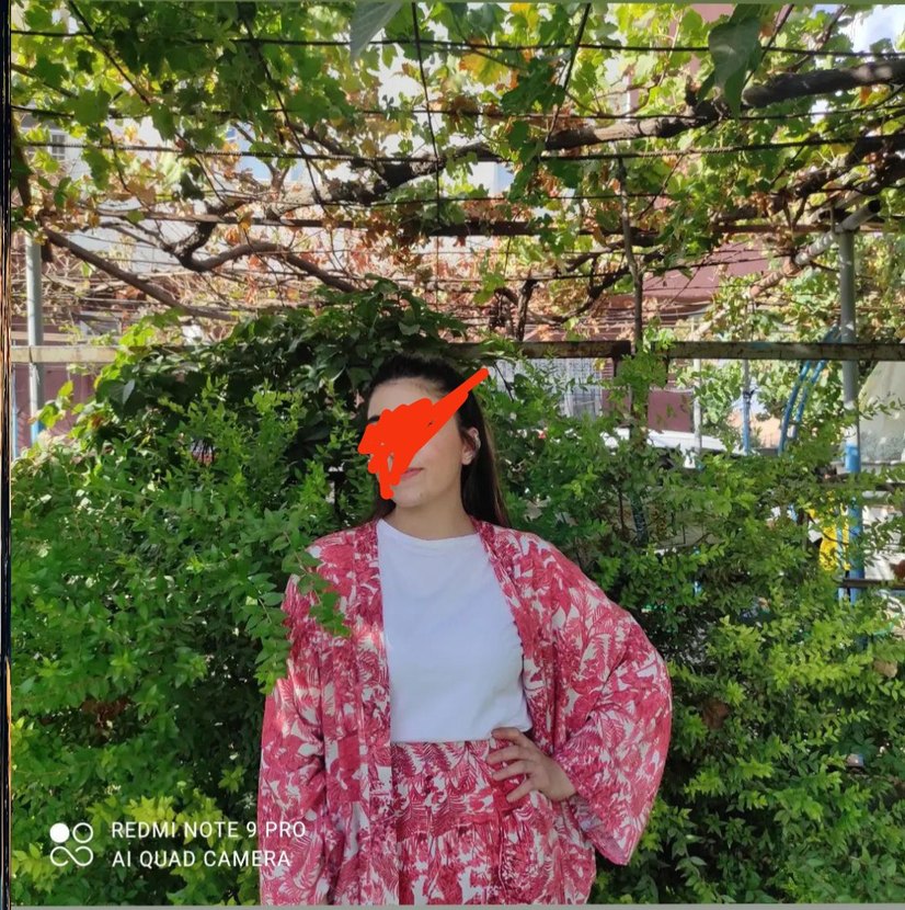 Pembe Batik Desenli Salaş Midi Kimono - Görsel 2