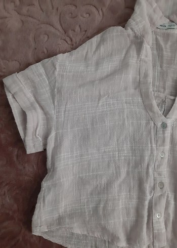 mango yarı transparan pembe gömlek - Görsel 2