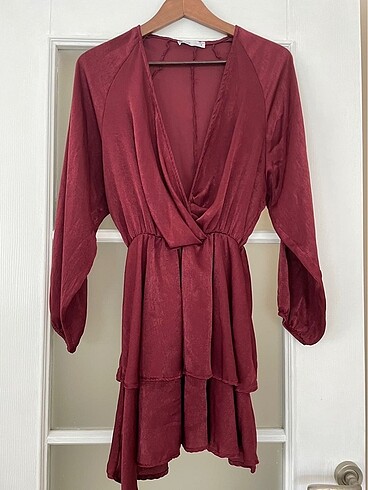 Bordo mini elbise