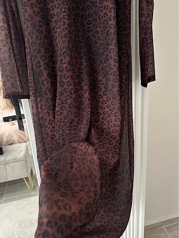 m Beden Leopar elbise